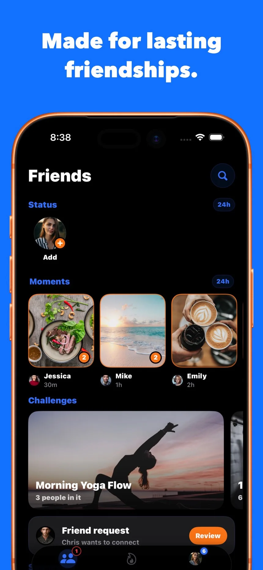 ChitYap friends screen: “Made for lasting friendships.”